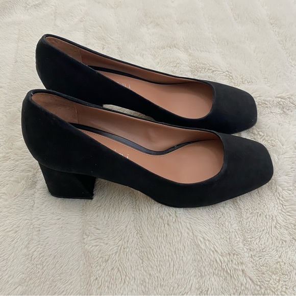 Gianni Bini Catallo Retro Black Suede Low Block Heels Pumps Size 9 - Picture 5 of 11